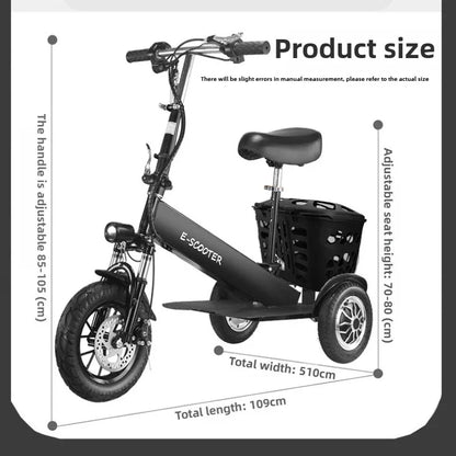 Removable Lithium Battery Electric Tricycle Folding Electric Scooter Mini Small Commuting Disabled With Basket Mobility Scooter