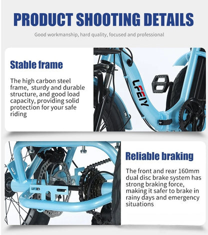 18" Foldable Electric Tricycle 48V13Ah 350W Motor Shimano 7-Speed 25km/h 44km Range 3-Mode Adult Fat Tire Lithium E-Trike