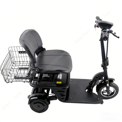 Mini Folding Electric Scooter For Elderly With Training Wheels 500W 36V 3 Wheels Mobility Scooter With Basket For Old People