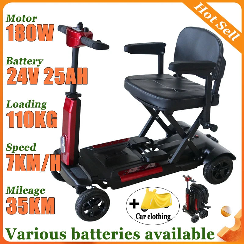 4 Wheel Small Lightweight Lithium Battery Mobile Scooter Adult Electric Scooter Disabled People Electric Folding Commuting Fold