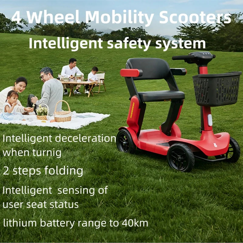 Folding Adult Electric Scooter For Long Distance With Seat 250W Senior Mobility Scooter Foldable For Travel With Basket