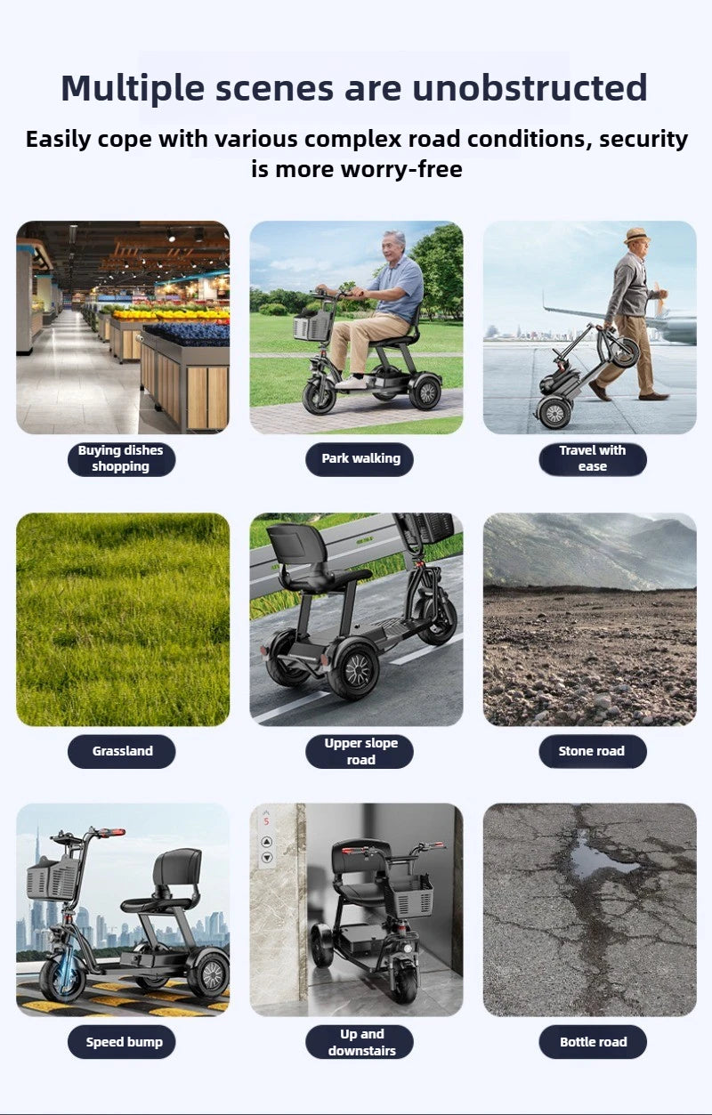Disabled Commuting Mobility Scooter Mini Small Elderly Leisure Electric Bike Folding Removable Lithium Battery Electric Tricycle