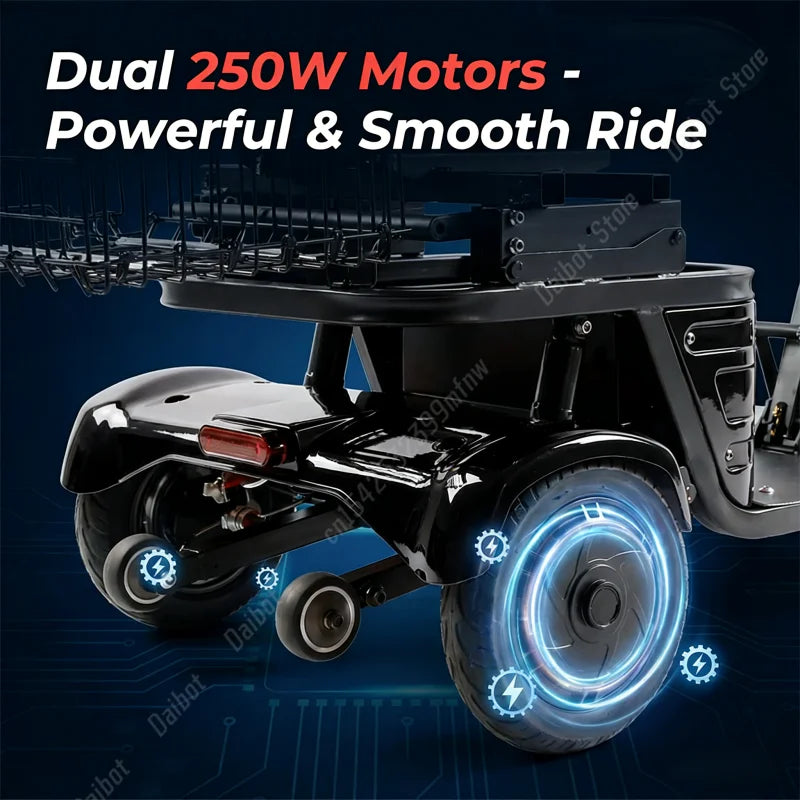 Mini Folding Electric Scooter For Elderly With Training Wheels 500W 36V 3 Wheels Mobility Scooter With Basket For Old People