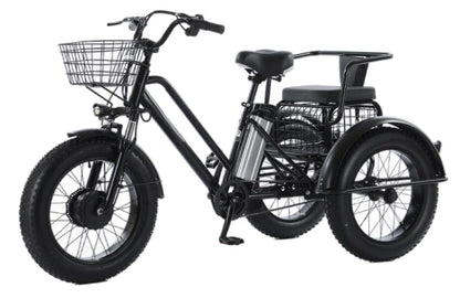 500W 48V Fat Tire Adults 3 Wheel Electric Tricycle With Passenger Seat/Rear Basket Removable Battery Electric Bike For 2 People