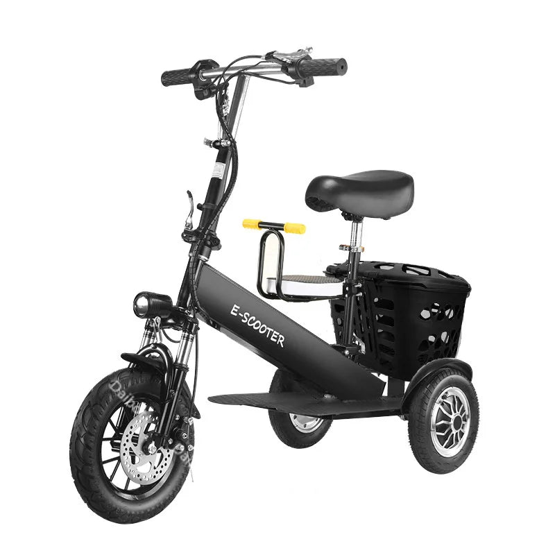 Lightweight Mobility Scooter Foldable With Basket For Adults Electric Scooter Senior Triple Shock Absorption 500W Trike 2 Seats