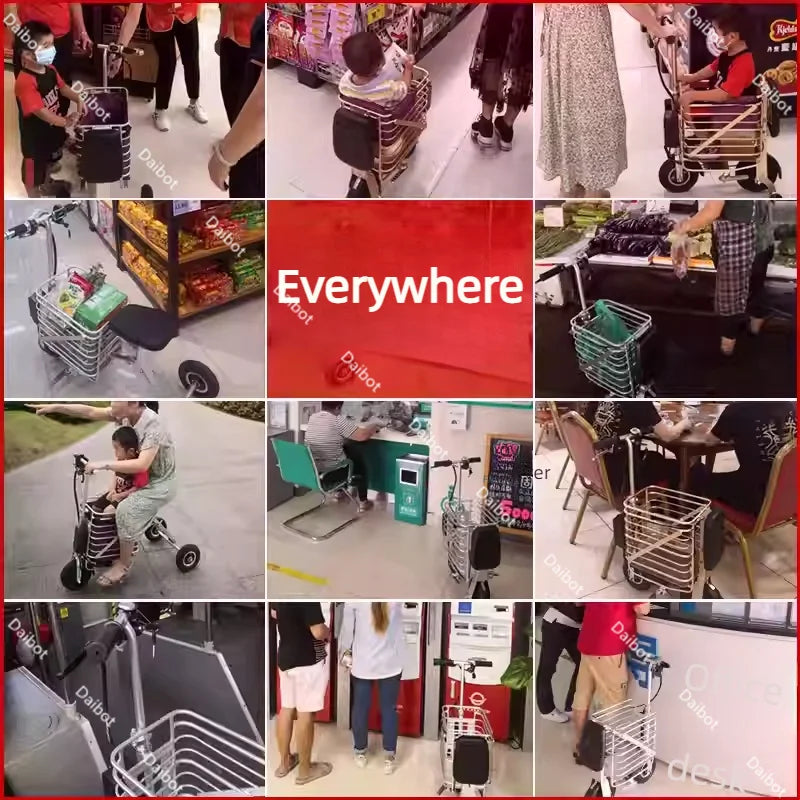 Travel Folding Lightweight Mobility Scooter For 2 Peoples 36V Mini Foldable Electric Tricycle Scooter For Senior With Basket