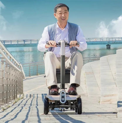4 Wheel Travel Electric Scooter Foldable Portable With Seat For Old People 24V Mobility Scooter Lightweight Removable Battery