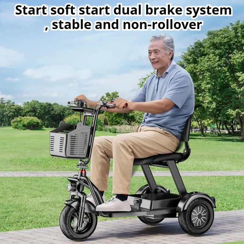 Disabled Commuting Mobility Scooter Mini Small Elderly Leisure Electric Bike Folding Removable Lithium Battery Electric Tricycle
