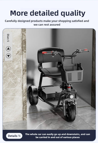 Disabled Commuting Mobility Scooter Mini Small Elderly Leisure Electric Bike Folding Removable Lithium Battery Electric Tricycle