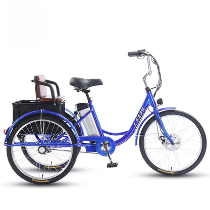 20" Adult Electric Tricycle 2-Seater 3 Wheel Ebike Removable Li-ion Battery Pedal Assist Trike Rear Seat Cargo Box Senior Travel