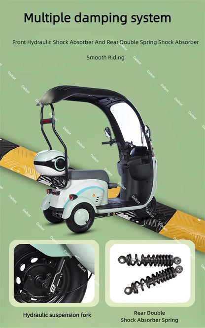 Powerful Electric Tricycle For Adults With Back Seat/Shed 1000W 3 Wheel Electric Mobility Scooter For Senior Battery Removable