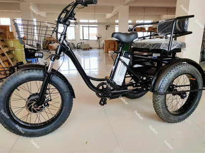500W 48V Fat Tire Adults 3 Wheel Electric Tricycle With Passenger Seat/Rear Basket Removable Battery Electric Bike For 2 People