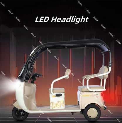 Cargo Electric Tricycle Elderly Mobility Scooter With Passenger Seat For Adult 1000W Family Electric Scooter 3 Wheel With Roof
