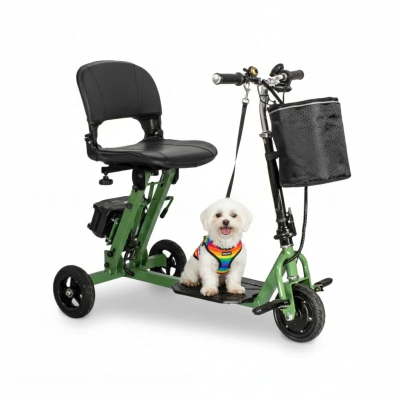 Portable Foldable Electric Scooter With 3 Wheels For Adults 350W 48V Elderly Electric Tricycle With Basket Armrest