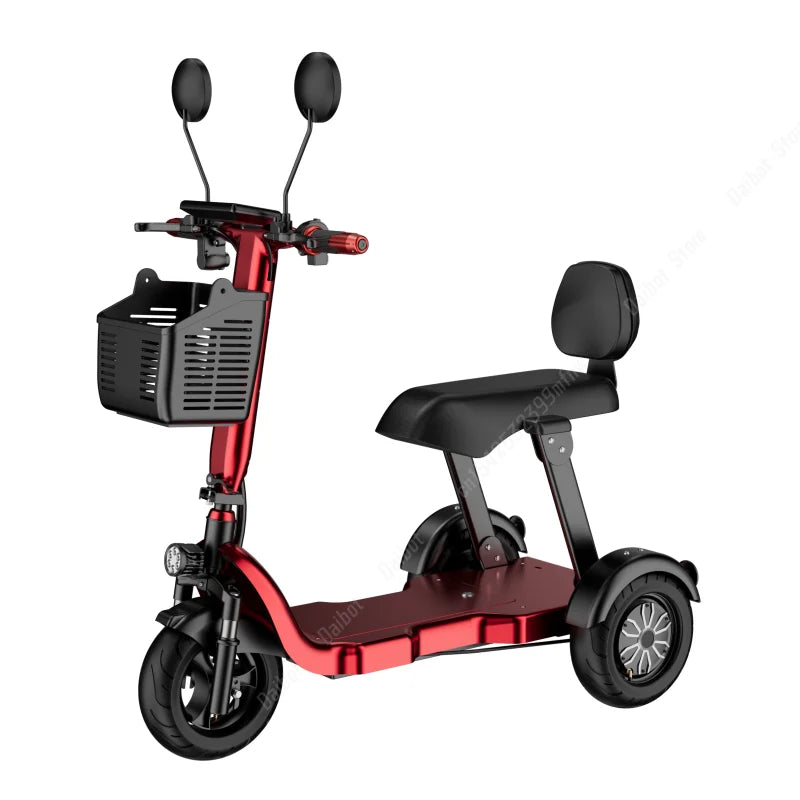 1000W 48V Small Mobility Scooter 3 Wheels Foldable For Elderly 2 Seater Mini Electric Tricycle Parent Child Adult With Basket