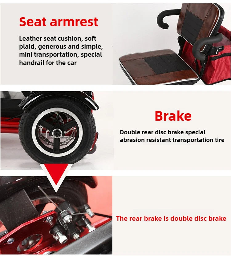 Elderly Fold Leisure Electric Scooter Mini Portable Disabled Electric Tricycle Removable Lithium Battery Adult Mobility Scooter