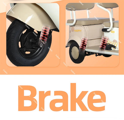Cargo Electric Tricycle Elderly Mobility Scooter With Passenger Seat For Adult 1000W Family Electric Scooter 3 Wheel With Roof
