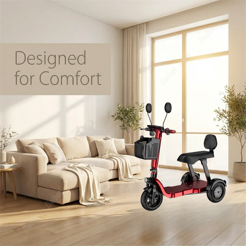 1000W 48V Small Mobility Scooter 3 Wheels Foldable For Elderly 2 Seater Mini Electric Tricycle Parent Child Adult With Basket