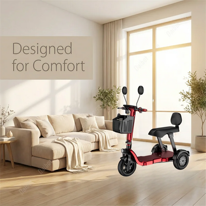 1000W 48V Small Mobility Scooter 3 Wheels Foldable For Elderly 2 Seater Mini Electric Tricycle Parent Child Adult With Basket
