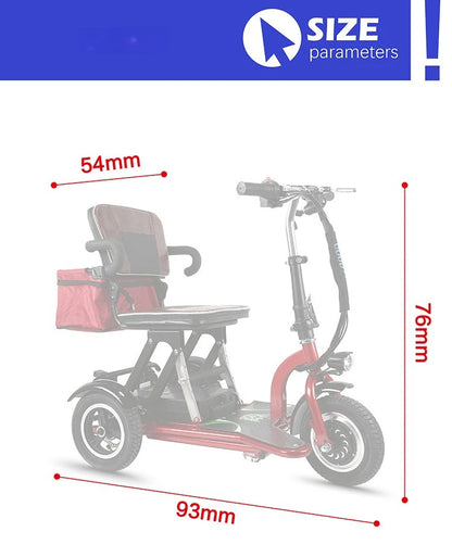 Elderly Fold Leisure Electric Scooter Mini Portable Disabled Electric Tricycle Removable Lithium Battery Adult Mobility Scooter