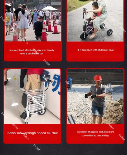 Travel Folding Lightweight Mobility Scooter For 2 Peoples 36V Mini Foldable Electric Tricycle Scooter For Senior With Basket