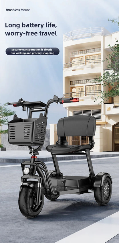 Disabled Commuting Mobility Scooter Mini Small Elderly Leisure Electric Bike Folding Removable Lithium Battery Electric Tricycle