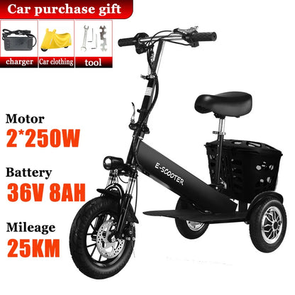 Removable Lithium Battery Electric Tricycle Folding Electric Scooter Mini Small Commuting Disabled With Basket Mobility Scooter