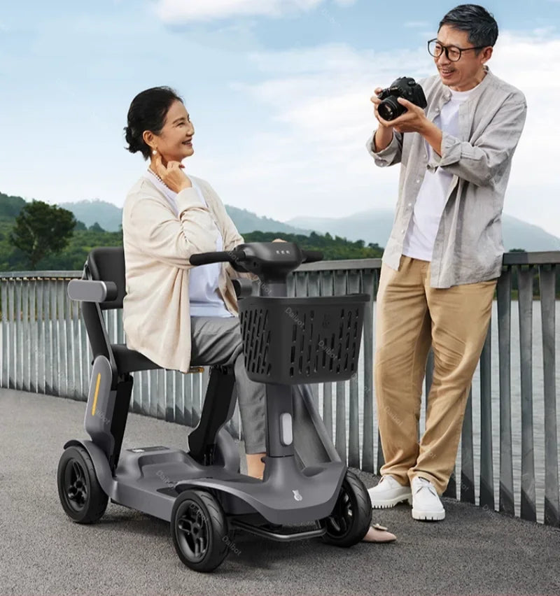 Folding Adult Electric Scooter For Long Distance With Seat 250W Senior Mobility Scooter Foldable For Travel With Basket