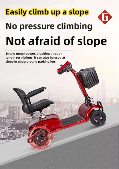 Mobility Scooter 4-Wheel Intelligent Scooter Household Elderly Electric Scooter Foldable Portable Disabled Comfortable Seat Fold