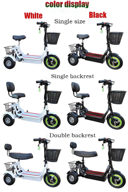 Adult Electric Tricycle 12inch Portable Scooter for Men and Women for Adults Folding Mini Small 3-wheeled Electric Car Elderly