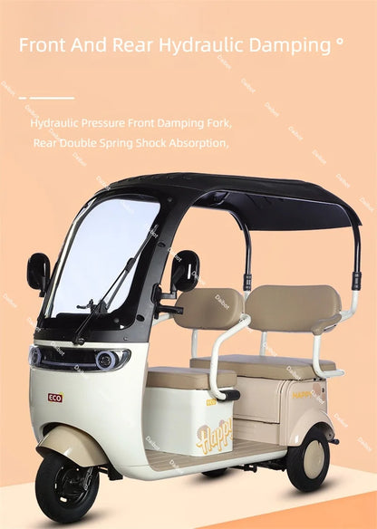 Cargo Electric Tricycle Elderly Mobility Scooter With Passenger Seat For Adult 1000W Family Electric Scooter 3 Wheel With Roof