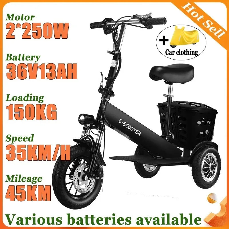 Removable Lithium Battery Electric Tricycle Folding Electric Scooter Mini Small Commuting Disabled With Basket Mobility Scooter