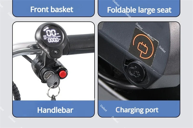 Portable Foldable Electric Scooter With 3 Wheels For Adults 350W 48V Elderly Electric Tricycle With Basket Armrest