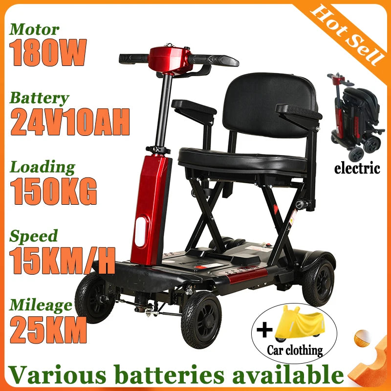 Adult 4Wheeler Automatic Folding Elderly Leisure Mobility Scooter Disabled Commuting Convenient Lithium Battery Electric Scooter
