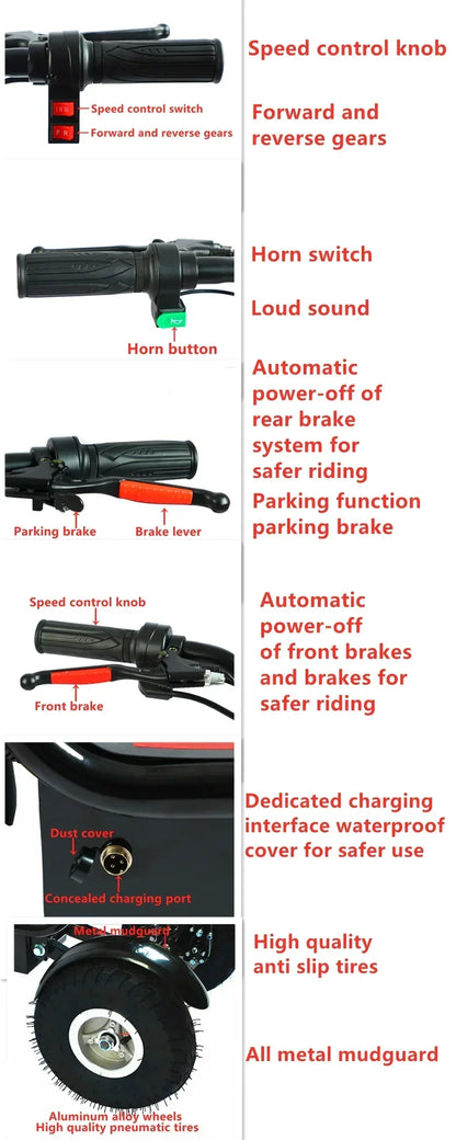 Adult Electric Tricycle 12inch Portable Scooter for Men and Women for Adults Folding Mini Small 3-wheeled Electric Car Elderly