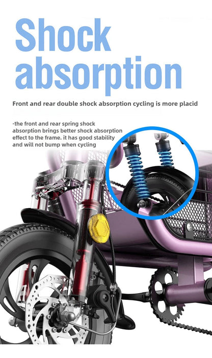 12 Inches Electric Bicycle Anti-theft Leisure Long Life Electric Bike Adult Commuting Removable Lithium Battery Mobility Scooter