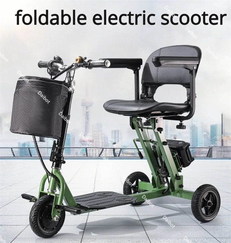 Portable Foldable Electric Scooter With 3 Wheels For Adults 350W 48V Elderly Electric Tricycle With Basket Armrest