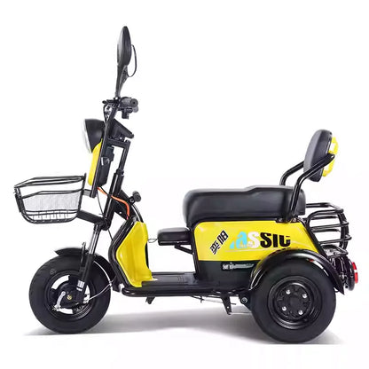 New 2024 Long Range Parents Child Electric Scooter 2 Seats 60V 1000W Powerful Adult Electric Tricycle 3 People For The Elderly