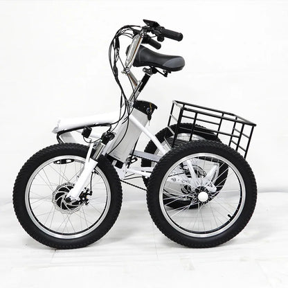 20 Inch Foldable Electric Tricycle 350W Brushless Motor 48V10.4Ah Lithium Battery 40km Max Load 150KG Adult 7Speed Cargo E-Trike