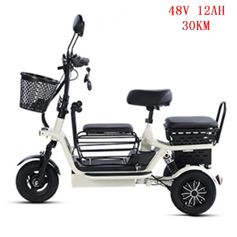 3 Seater Parent Child Electric Scooter 3 Wheel Foldable Baby Seat For Long Distance 800w 48v Mini Electric Tricycle For Women
