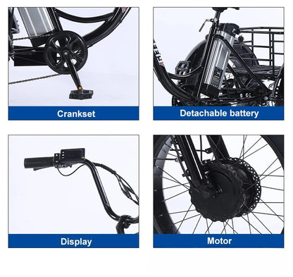 500W Electric Tricycle 20*4.0 Snow Fat Tire 48V13Ah Removable Lithium Battery Three Wheel E Trike with Front &Rear Cargo Baskets