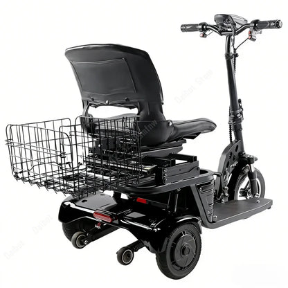 Mini Folding Electric Scooter For Elderly With Training Wheels 500W 36V 3 Wheels Mobility Scooter With Basket For Old People