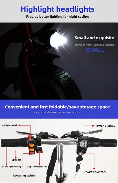 Elderly Fold Leisure Electric Scooter Mini Portable Disabled Electric Tricycle Removable Lithium Battery Adult Mobility Scooter