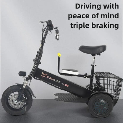 Removable Lithium Battery Electric Tricycle Folding Electric Scooter Mini Small Commuting Disabled With Basket Mobility Scooter