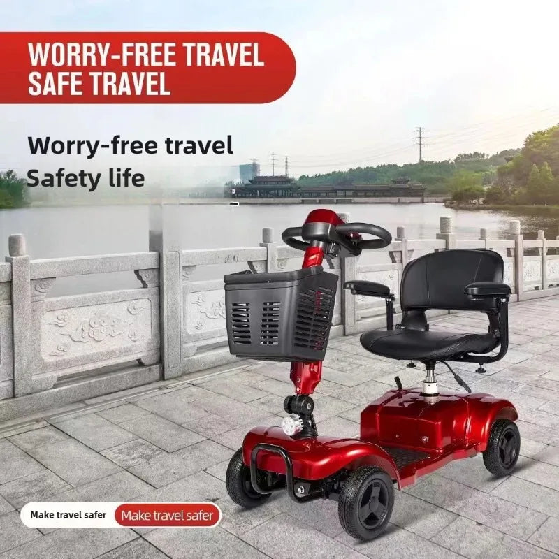 Mobility Scooter 4-Wheel Intelligent Scooter Household Elderly Electric Scooter Foldable Portable Disabled Comfortable Seat Fold