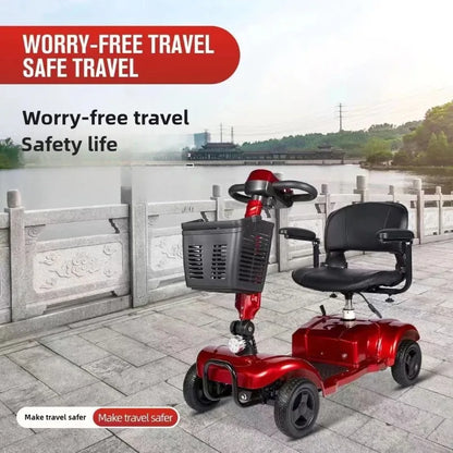 Mobility Scooter 4-Wheel Intelligent Scooter Household Elderly Electric Scooter Foldable Portable Disabled Comfortable Seat Fold