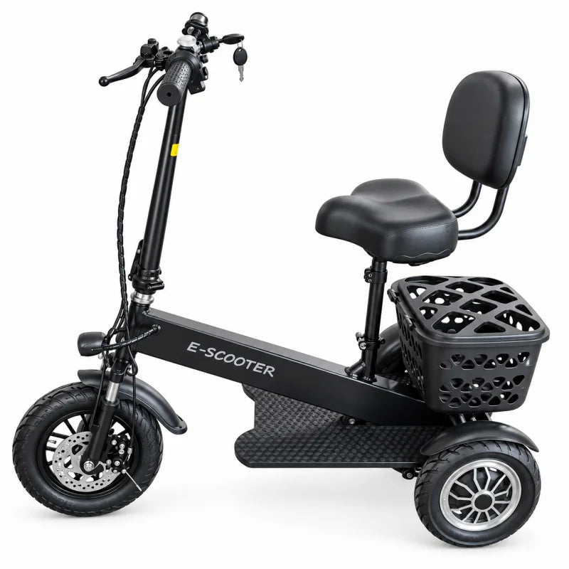 Lightweight Mobility Scooter Foldable With Basket For Adults Electric Scooter Senior Triple Shock Absorption 500W Trike 2 Seats