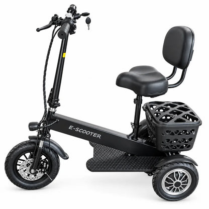 Lightweight Mobility Scooter Foldable With Basket For Adults Electric Scooter Senior Triple Shock Absorption 500W Trike 2 Seats