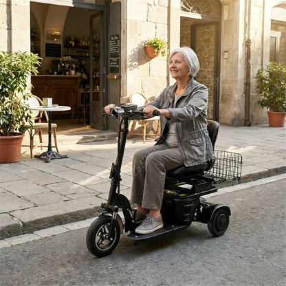 Mini Folding Electric Scooter For Elderly With Training Wheels 500W 36V 3 Wheels Mobility Scooter With Basket For Old People