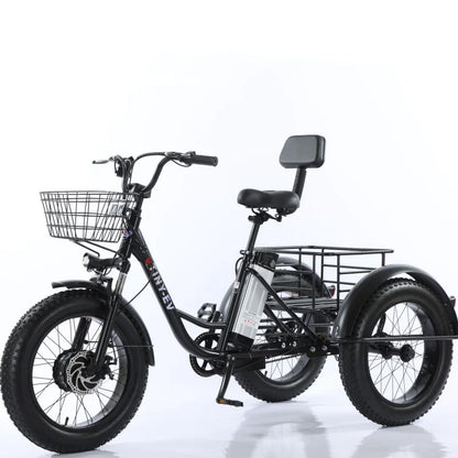 500W 48V Fat Tire Adults 3 Wheel Electric Tricycle With Passenger Seat/Rear Basket Removable Battery Electric Bike For 2 People